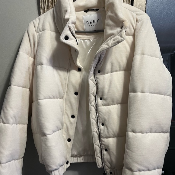 DKNY Velour Logo Puffer Jacket - Picture 3 of 7